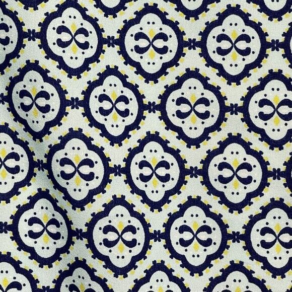 ANN TAYLOR Top Women's Large Blue Blouse Crew Neck Short Sleeve Geometric NWOT - Picture 5 of 11